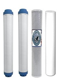 4 PC Replacement Water Filters - 1 Sediment,1 Carbon Block, 2 DI Filters 20" x 2.5"