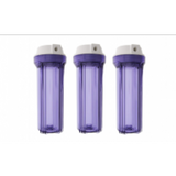 3 PC WATER FILTER CLEAR HOUSING FOR REVERSE OSMOSIS RO/DI 10"
