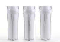 3-Pack White Housing Sump with White Flat Cap for Reverse Osmosis Water Filter Systems 10" RO Canister 1/4" Slimline