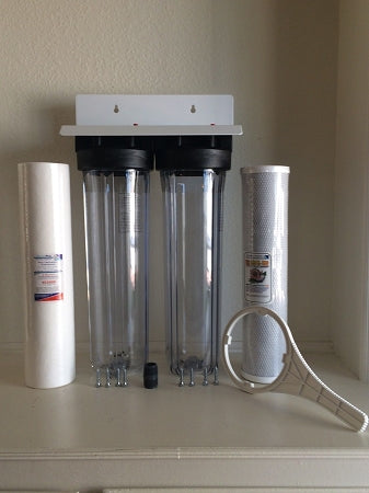 Whole House Water FIlter Big Blue Clear Housings - Sediment & Carbon
