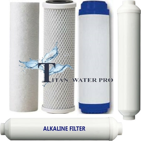 5 pc RO Water Filter Replacement Set includes Post Alkaline Stage - 6 stage sys