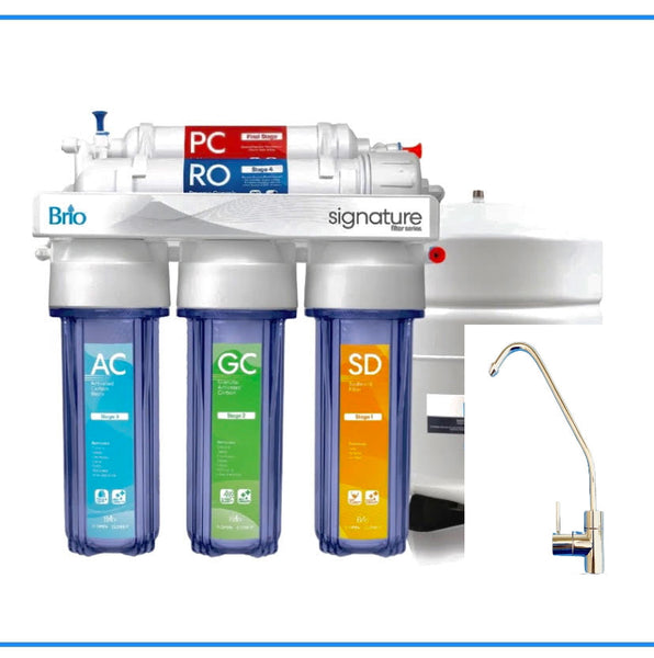 6 Stage Reverse Osmosis Alkaline pH Water Filter System, RO, Brio Signature 50 GPD