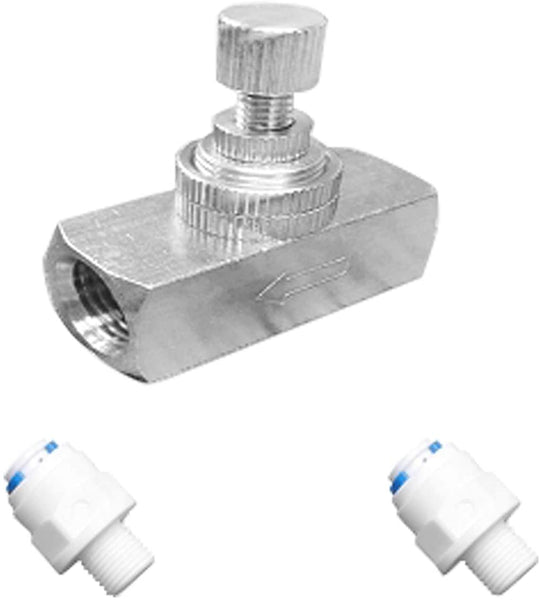 Stainless Steel Adjustable Flow Restrictor 1/4" Quick Connect Push in Type Fittings