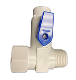 PVC Feed Water Adapter, 1/2"MIP x 1/2" FIP, 1/4" Tube OD Quick Connect with Shut Off Lever