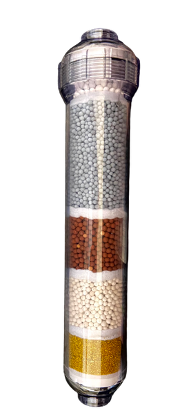 Inline Water Filter 2" x 10" (1/4"FPT) KDF55, NPH Alkaline, Infra red, Hydrogen Balls, Silver Ion