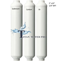 Inline Filters 2" x 10" Sediment. Carbon, DI Filter 1/4" NPT (Mini RO Units) Replacement