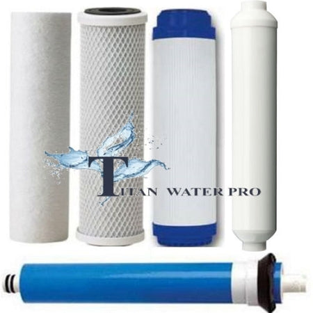 REVERSE OSMOSIS RO 5 FILTERS/MEMBRANE REPLACEMENT SET 50 GPD - 5 PCS SET w/catalytic carbon