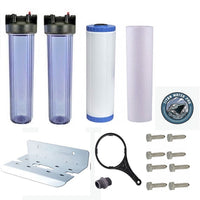 Whole House Big Blue Water Filter System - Sediment & KDF85/GAC Filter - Clear Housing