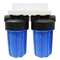 Dual Big Blue Water Filter Housing w/Bracket 10"x4.5" KDF85/GAC & SEDIMENT FILTER 