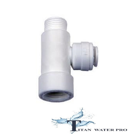PVC Feed Water Adapter, 1/2"MIP x 1/2" FIP, 1/4" Tube OD Quick Connect