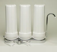 Counter Top Water Filter - 3 Stages of Filtration - Sediment, Coconut Shell GAC & Carbon Block Filters
