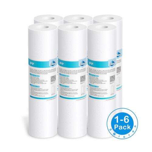 5 Micron Sediment Water Filter Replacement Cartridge, 10"x2.5"- 6 Pack